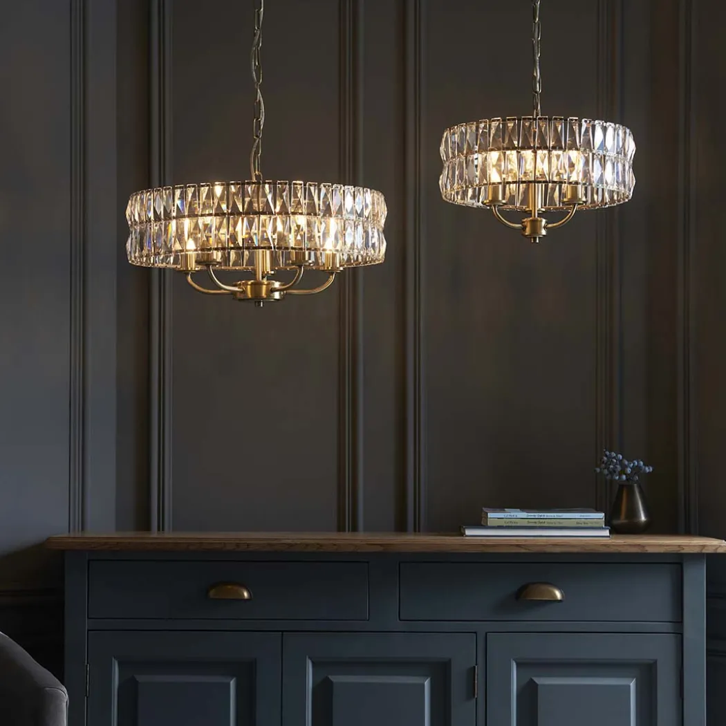 Clifton 3 Light Antique Brass Pendant Ceiling Light
