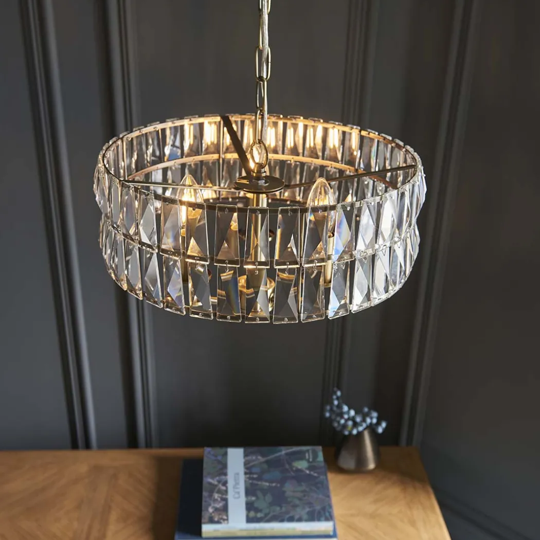 Clifton 3 Light Antique Brass Pendant Ceiling Light