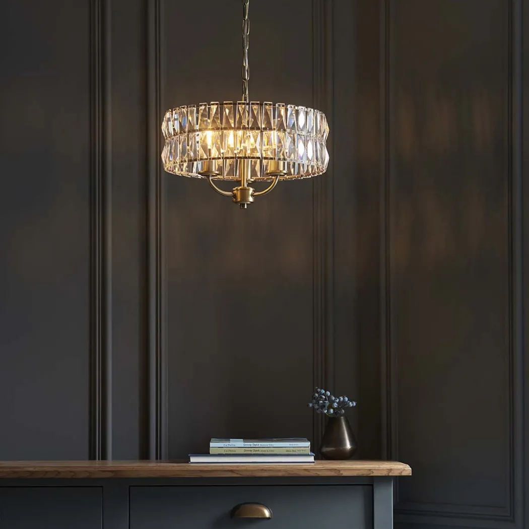 Clifton 3 Light Antique Brass Pendant Ceiling Light