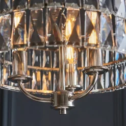 Clifton 3 Light Nickel & Crystal Pendant Ceiling Light