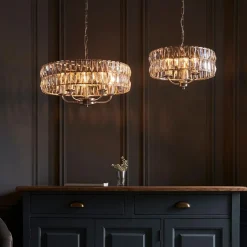 Clifton 3 Light Nickel & Crystal Pendant Ceiling Light
