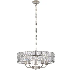 Clifton 5 Light Nickel & Crystal Pendant Ceiling Light