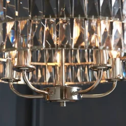 Clifton 5 Light Nickel & Crystal Pendant Ceiling Light
