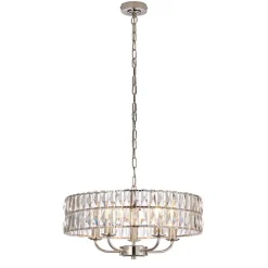 Clifton 5 Light Nickel & Crystal Pendant Ceiling Light