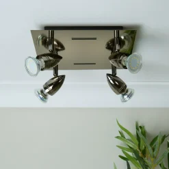 Clinton 4 Light Black Chrome Spotlight Ceiling Plate