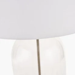 Cloche Antique Brass & Glass Table Lamp with White Shade