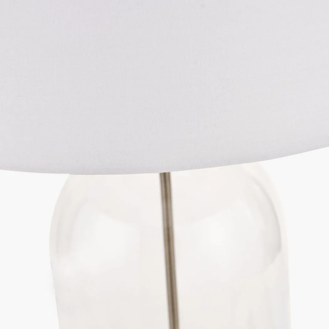 Cloche Antique Brass & Glass Table Lamp with White Shade