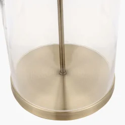 Cloche Antique Brass & Glass Table Lamp with White Shade
