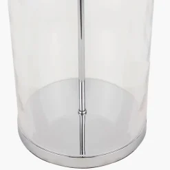 Cloche Silver & Glass Table Lamp with Grey Shade