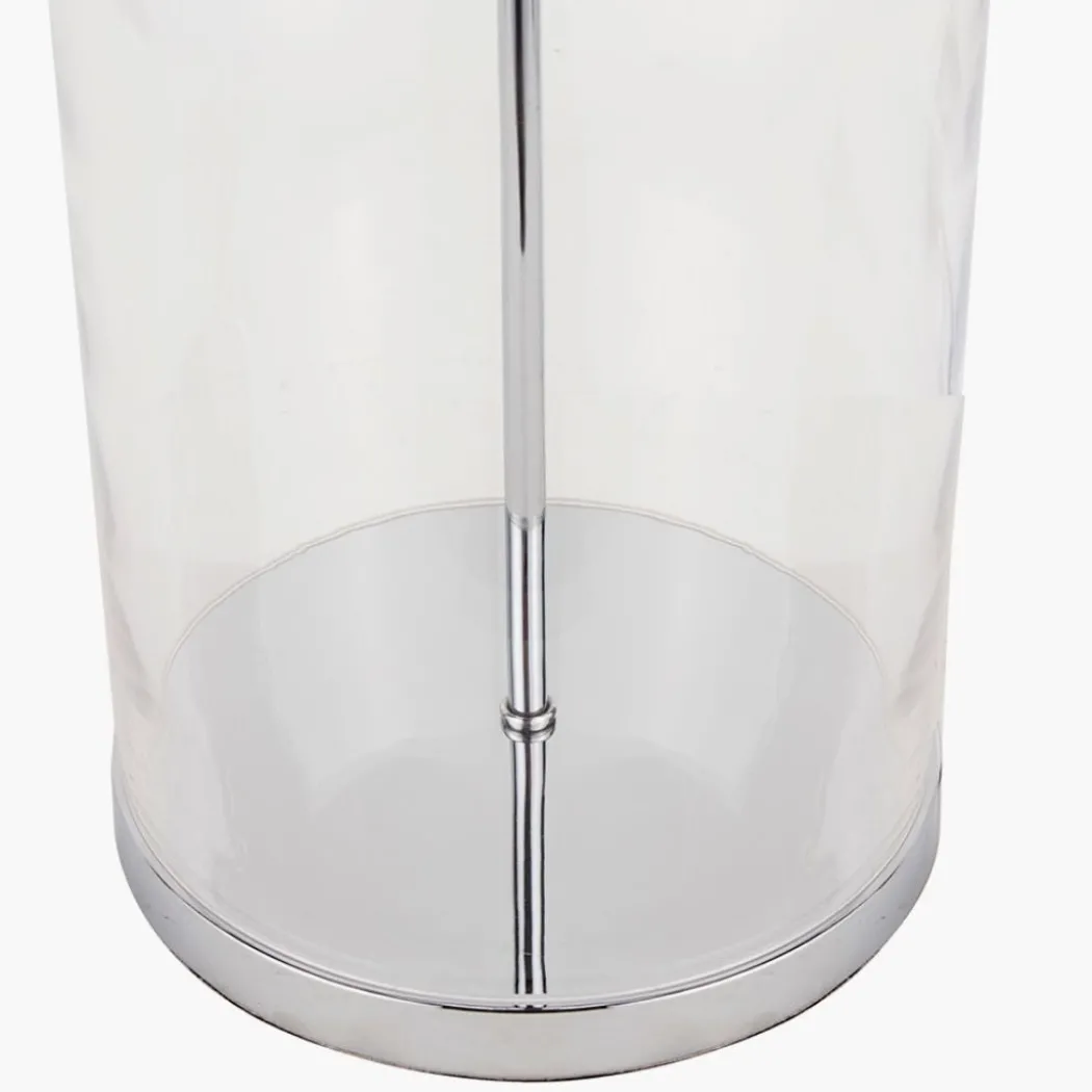 Cloche Silver & Glass Table Lamp with Grey Shade