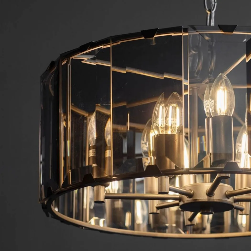 Clooney 8 Light Smoked Glass Pendant Ceiling Light