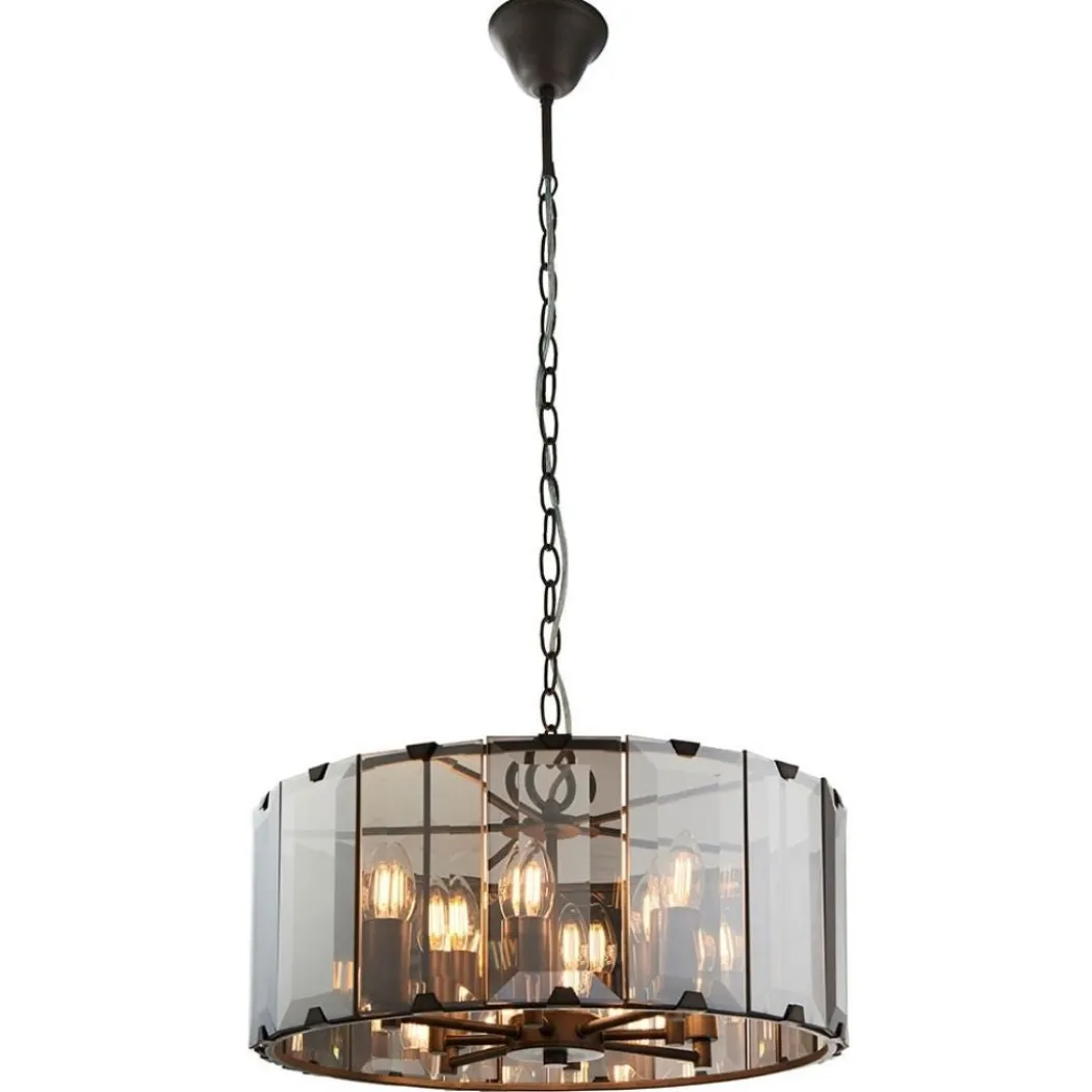 Clooney 8 Light Smoked Glass Pendant Ceiling Light