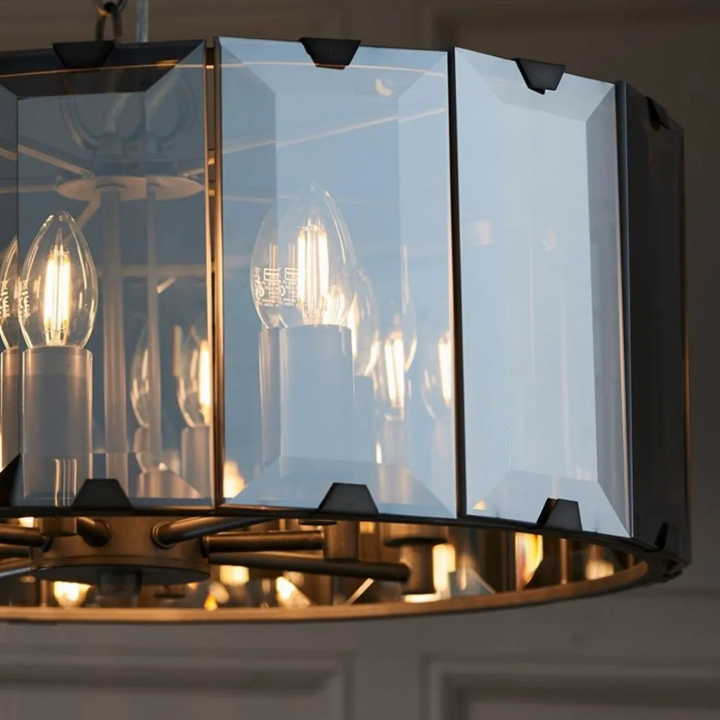 Clooney 8 Light Smoked Glass Pendant Ceiling Light
