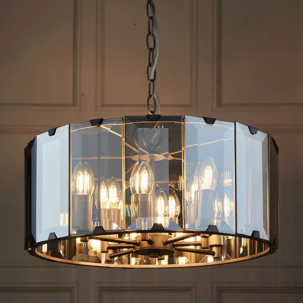 Clooney 8 Light Smoked Glass Pendant Ceiling Light