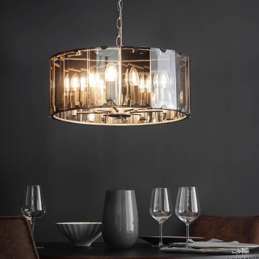 Clooney 8 Light Smoked Glass Pendant Ceiling Light