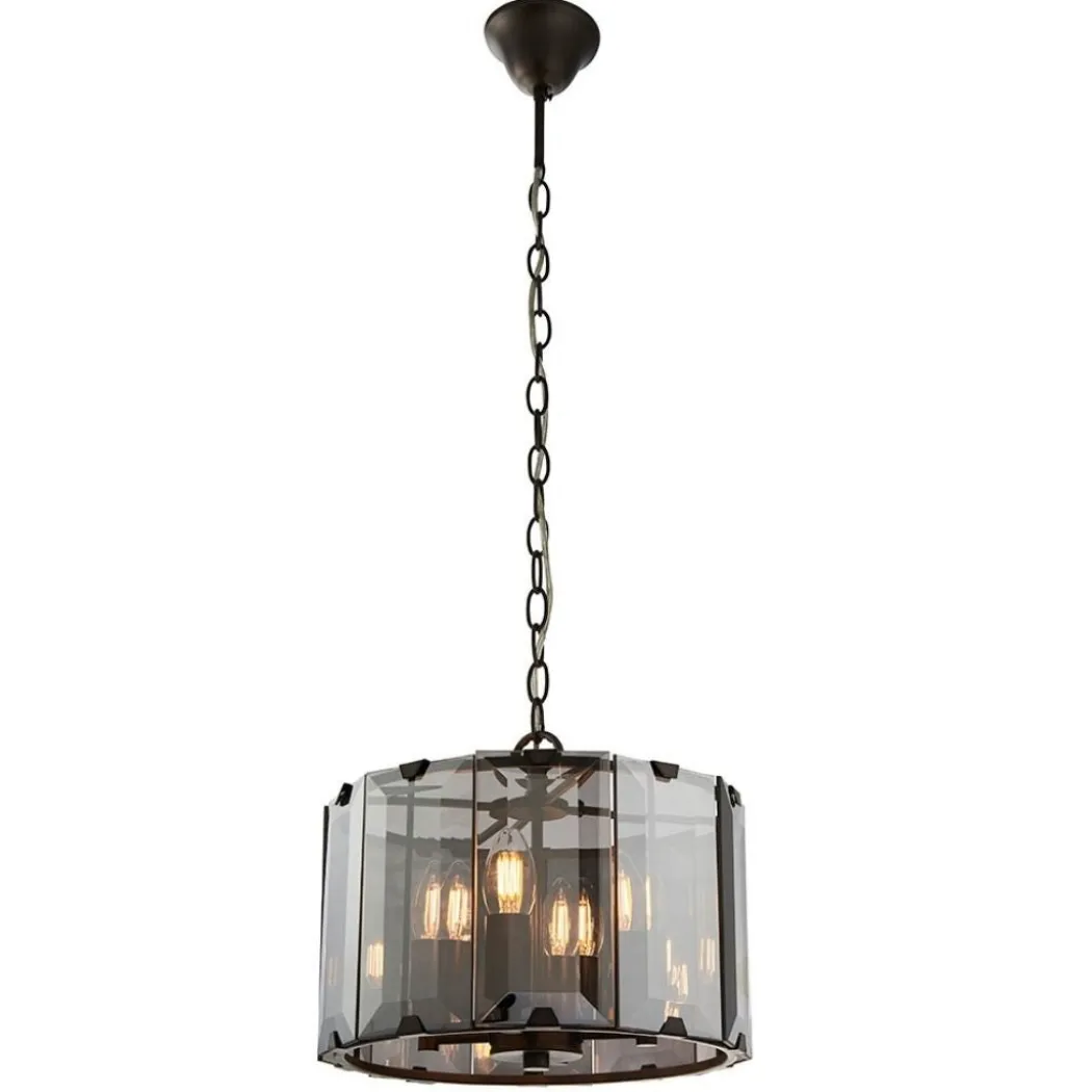 Clooney 4 Light Smoked Glass Pendant Ceiling Light