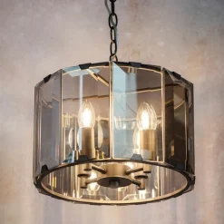 Clooney 4 Light Smoked Glass Pendant Ceiling Light