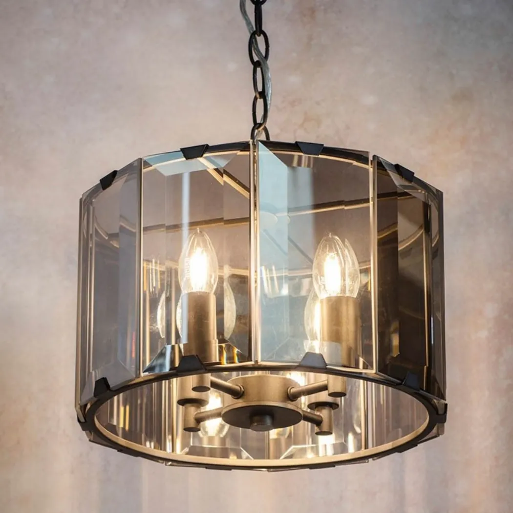 Clooney 4 Light Smoked Glass Pendant Ceiling Light