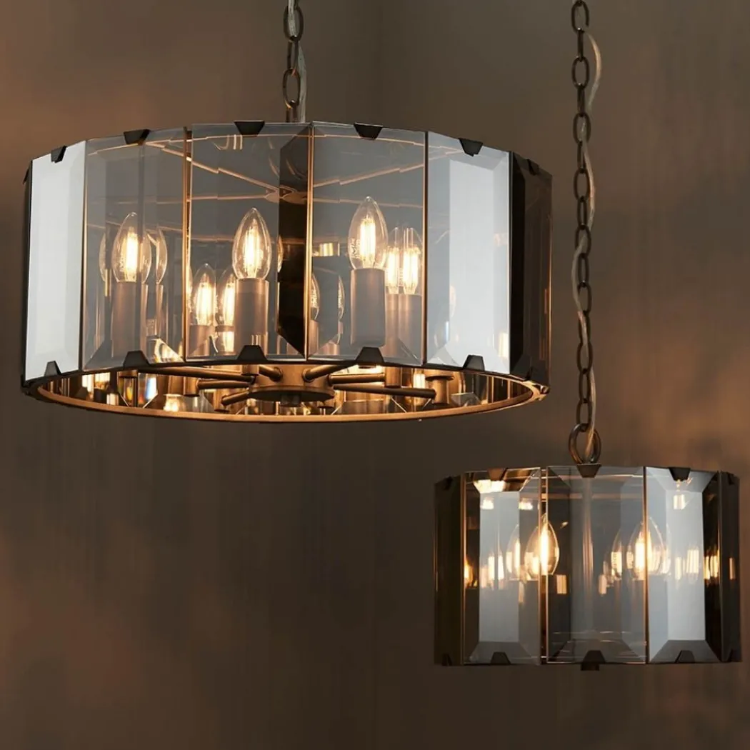Clooney 4 Light Smoked Glass Pendant Ceiling Light