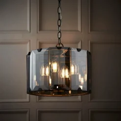 Clooney 4 Light Smoked Glass Pendant Ceiling Light