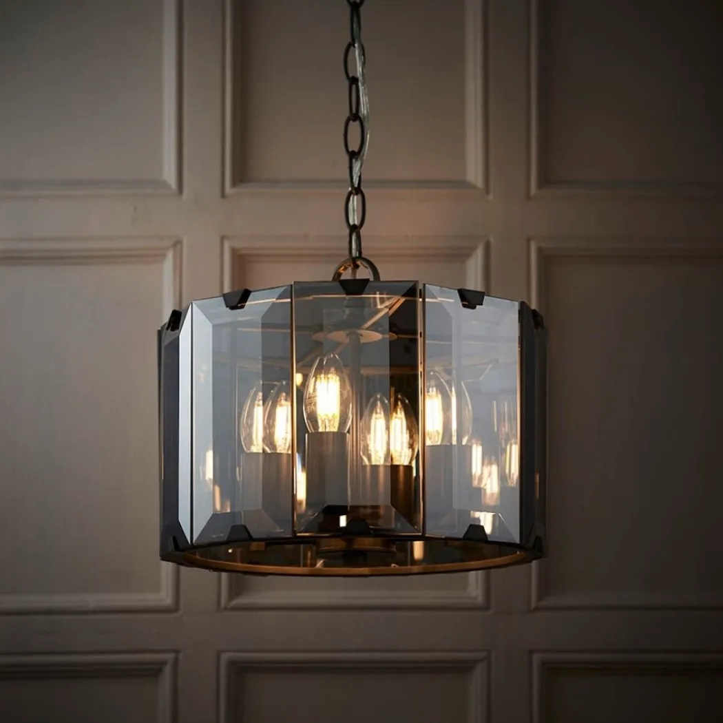 Clooney 4 Light Smoked Glass Pendant Ceiling Light