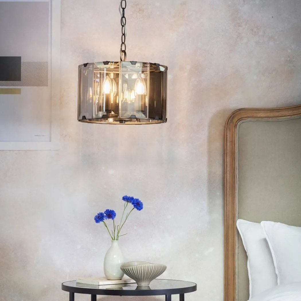 Clooney 4 Light Smoked Glass Pendant Ceiling Light