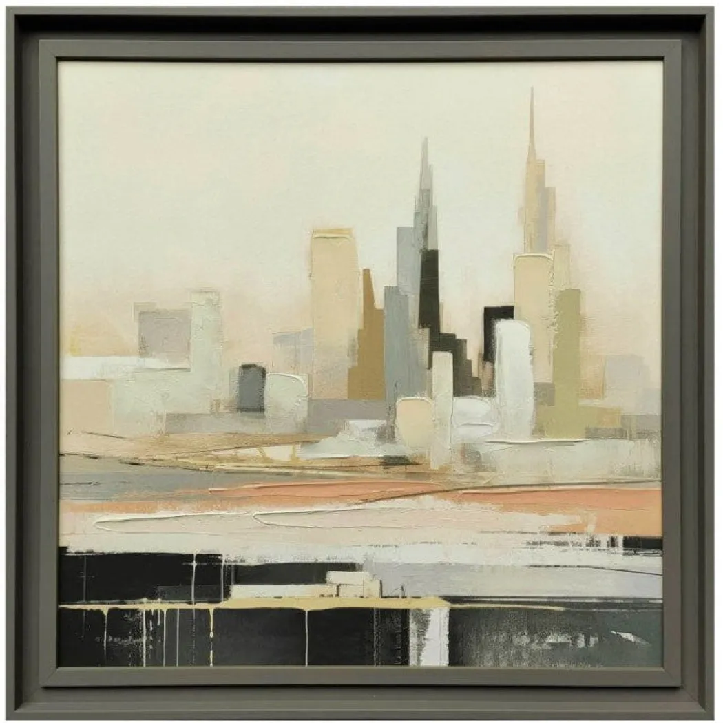 Colored Urban City 60x60cm Framed Canvas