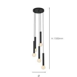Cortenova 5 Light Matte Black Ceiling Pendant