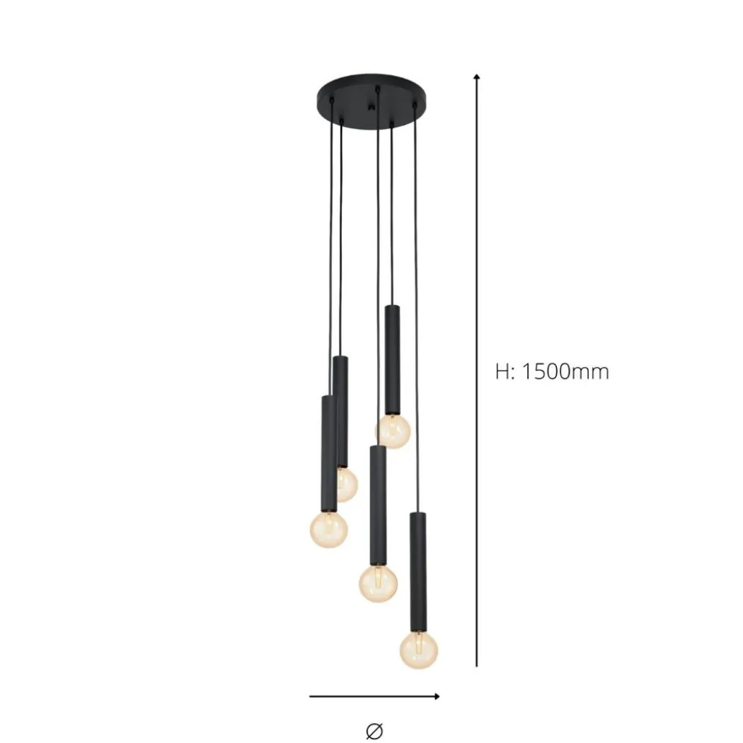 Cortenova 5 Light Matte Black Ceiling Pendant