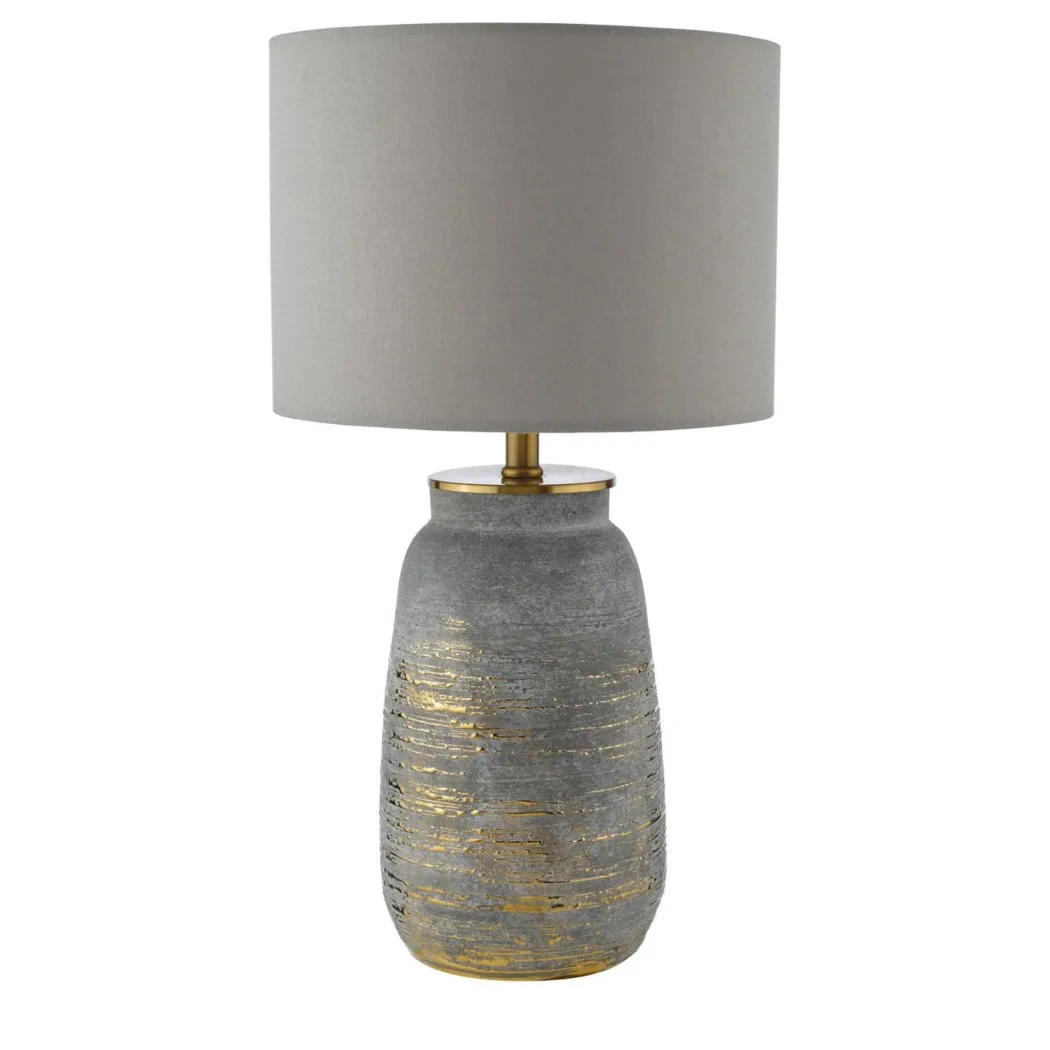 Creon Grey & Antique Brass Ceramic Table Lamp