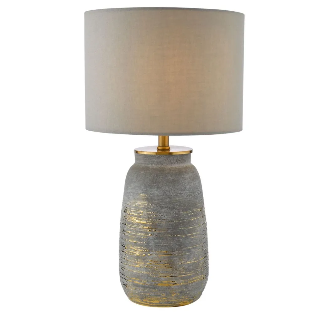 Creon Grey & Antique Brass Ceramic Table Lamp