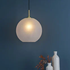 Daphne 1-Light Gold and Frosted Glass Pendant