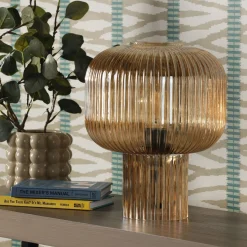 Demarius Amber Glass Table Lamp