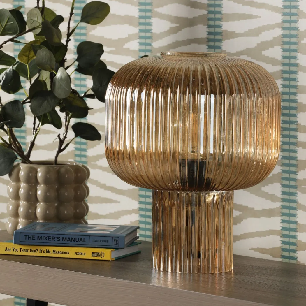 Demarius Amber Glass Table Lamp