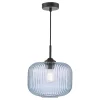 Demarius Matte Black & Blue Glass Pendant Ceiling Light