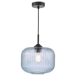 Demarius Matte Black & Blue Glass Pendant Ceiling Light