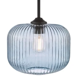 Demarius Matte Black & Blue Glass Pendant Ceiling Light