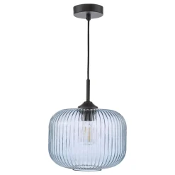 Demarius Matte Black & Blue Glass Pendant Ceiling Light