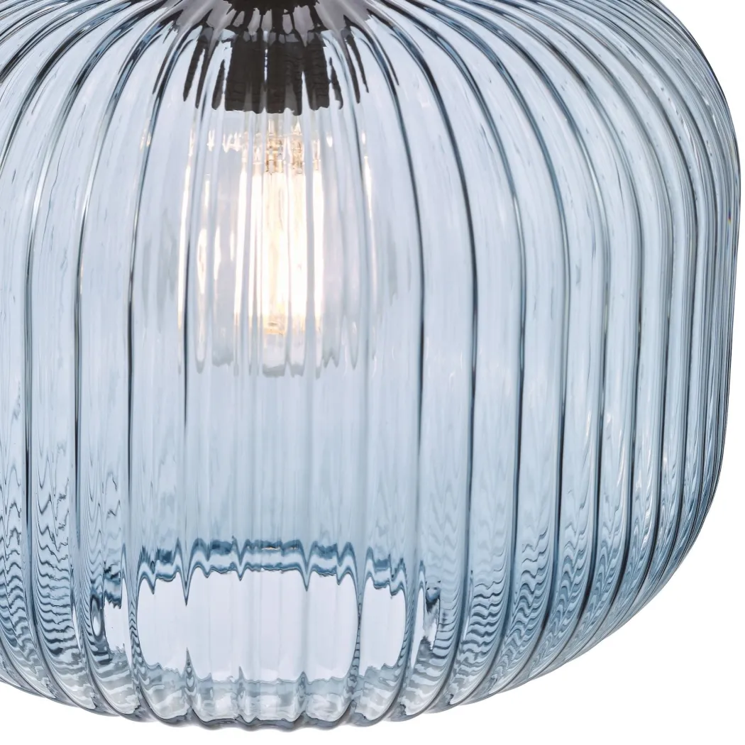 Demarius Matte Black & Blue Glass Pendant Ceiling Light