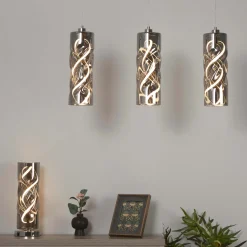 Demeter 3 Light Black Smoke Glass LED Ceiling Pendant Bar