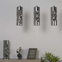Demeter 3 Light Black Smoke Glass LED Ceiling Pendant Bar
