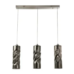 Demeter 3 Light Black Smoke Glass LED Ceiling Pendant Bar