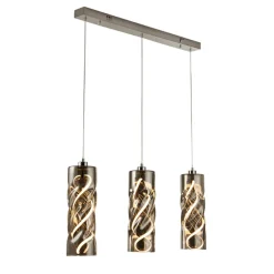 Demeter 3 Light Black Smoke Glass LED Ceiling Pendant Bar