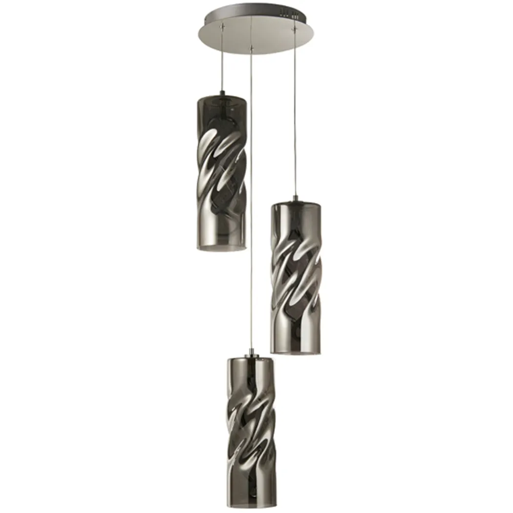 Demeter 3 Light Smoked Glass LED Cluster Ceiling Pendant