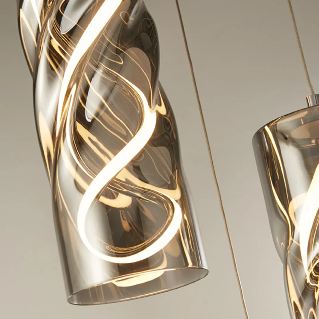 Demeter 3 Light Smoked Glass LED Cluster Ceiling Pendant