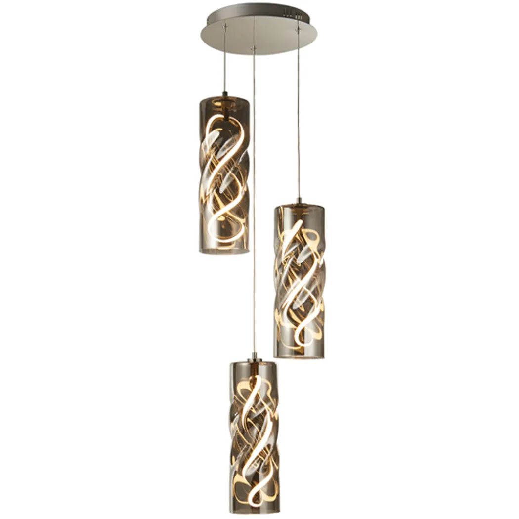 Demeter 3 Light Smoked Glass LED Cluster Ceiling Pendant