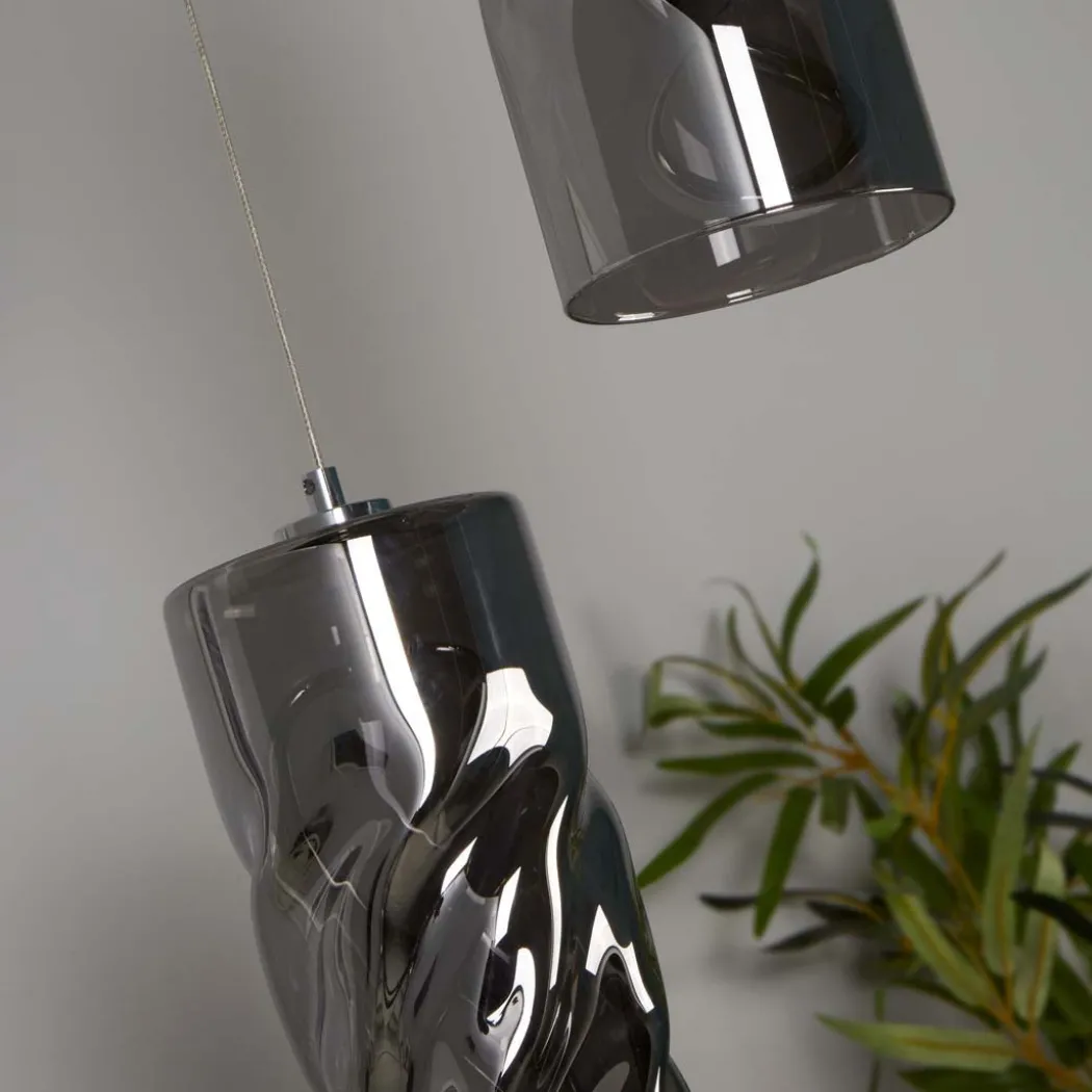 Demeter 3 Light Smoked Glass LED Cluster Ceiling Pendant