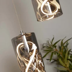 Demeter 3 Light Smoked Glass LED Cluster Ceiling Pendant