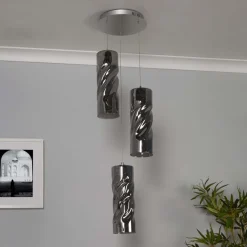 Demeter 3 Light Smoked Glass LED Cluster Ceiling Pendant