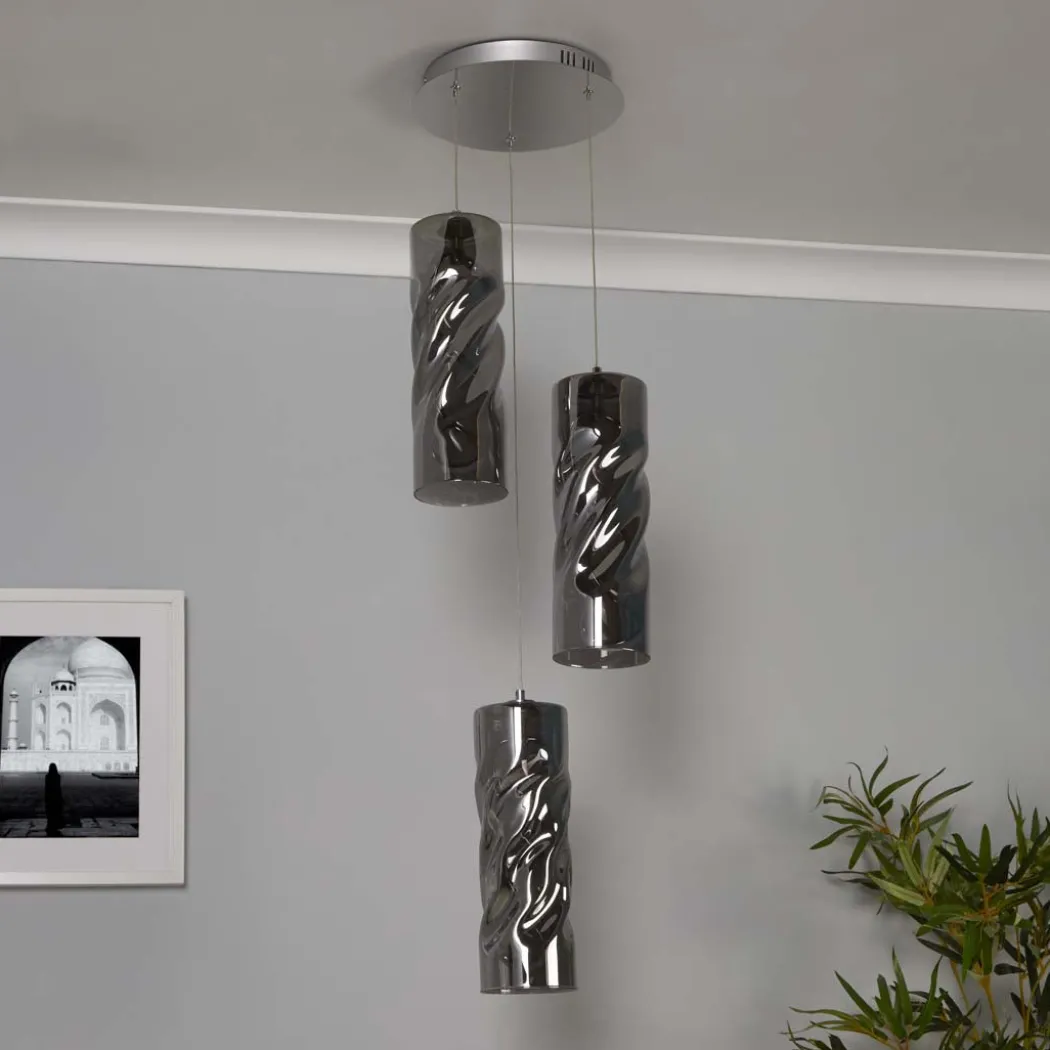 Demeter 3 Light Smoked Glass LED Cluster Ceiling Pendant